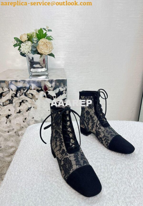 Replica Dior Naughtily-D Heeled Ankle Boots Transparent Mesh and Suede 7