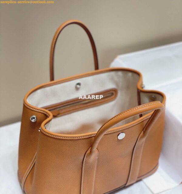 Replica Hermes Brown Clemence Garden Party 30cm Bag H239043 8