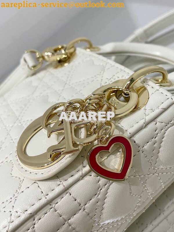 Replica Lady Dior Bag Micro Dioramour Latte Cannage Lambskin with Hear 4