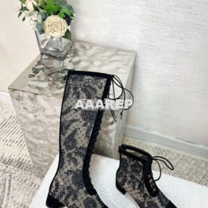 Replica Dior Naughtily-D Heeled Boots Transparent Mesh and Suede Calfs 2