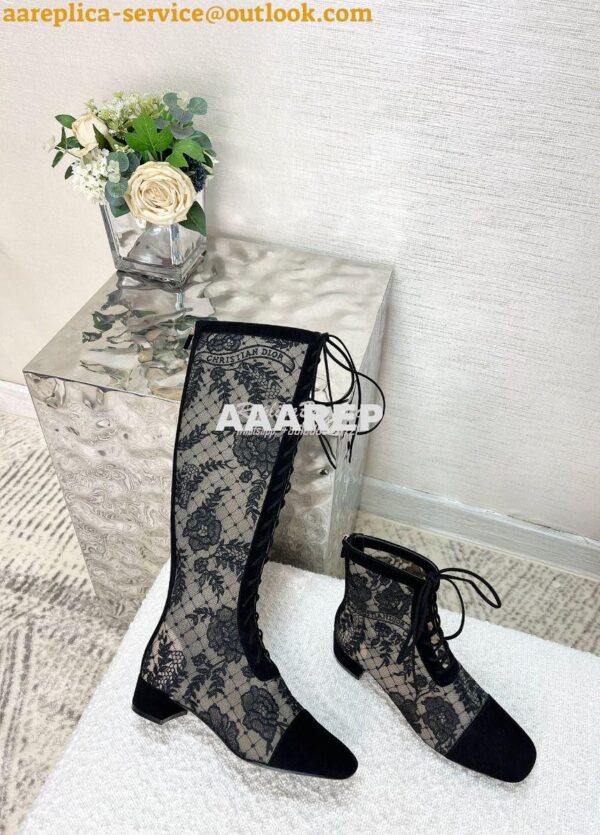 Replica Dior Naughtily-D Heeled Boots Transparent Mesh and Suede Calfs 4