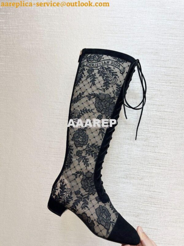 Replica Dior Naughtily-D Heeled Boots Transparent Mesh and Suede Calfs 5