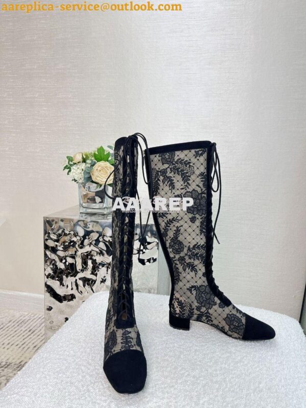 Replica Dior Naughtily-D Heeled Boots Transparent Mesh and Suede Calfs 6