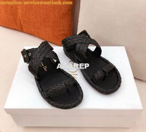 Replica Dior Ocean Thong Sandal Black Braided Raffia KCQ513 3