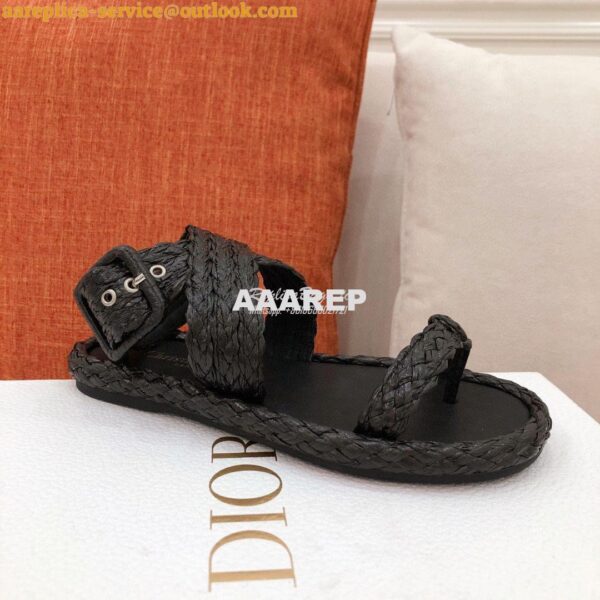 Replica Dior Ocean Thong Sandal Black Braided Raffia KCQ513 6