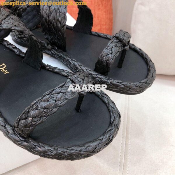 Replica Dior Ocean Thong Sandal Black Braided Raffia KCQ513 7