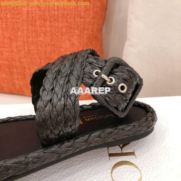 Replica Dior Ocean Thong Sandal Black Braided Raffia KCQ513 8