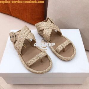 Replica Dior Ocean Thong Sandal Jute-Colored Braided Raffia KCQ513 2