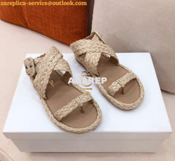 Replica Dior Ocean Thong Sandal Jute-Colored Braided Raffia KCQ513 4