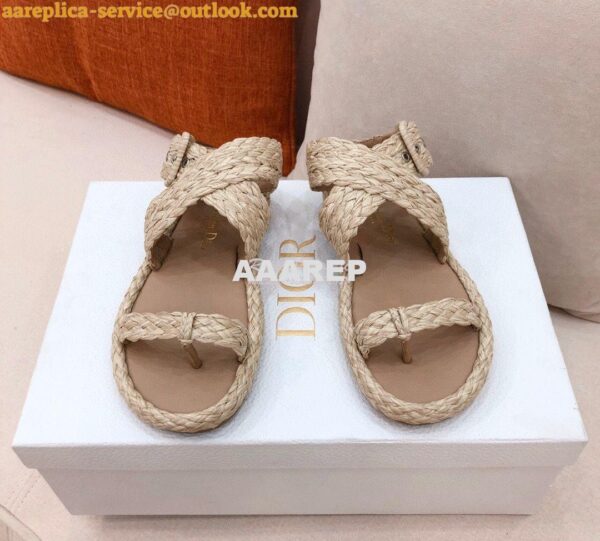 Replica Dior Ocean Thong Sandal Jute-Colored Braided Raffia KCQ513 5