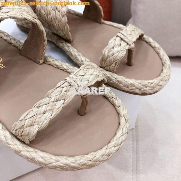 Replica Dior Ocean Thong Sandal Jute-Colored Braided Raffia KCQ513 7