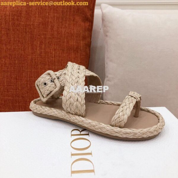 Replica Dior Ocean Thong Sandal Jute-Colored Braided Raffia KCQ513 10