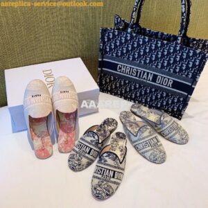 Replica Dior Off Dior Mule Blue Ecru Embroidered with Toile de Jouy Mo