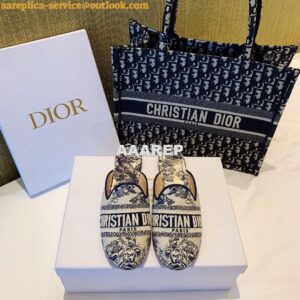 Replica Dior Off Dior Mule Blue Ecru Embroidered with Toile de Jouy Mo 2