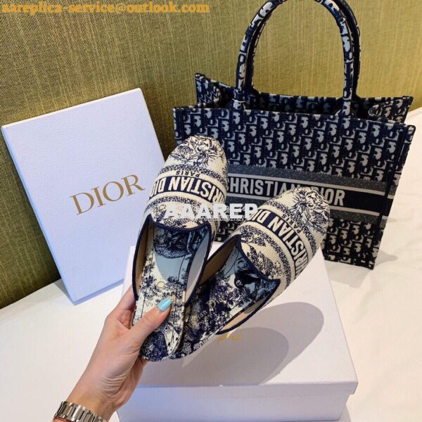 Replica Dior Off Dior Mule Blue Ecru Embroidered with Toile de Jouy Mo 6