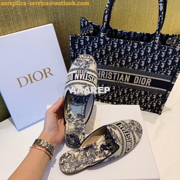 Replica Dior Off Dior Mule Blue Ecru Embroidered with Toile de Jouy Mo 7