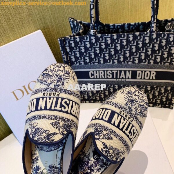 Replica Dior Off Dior Mule Blue Ecru Embroidered with Toile de Jouy Mo 9