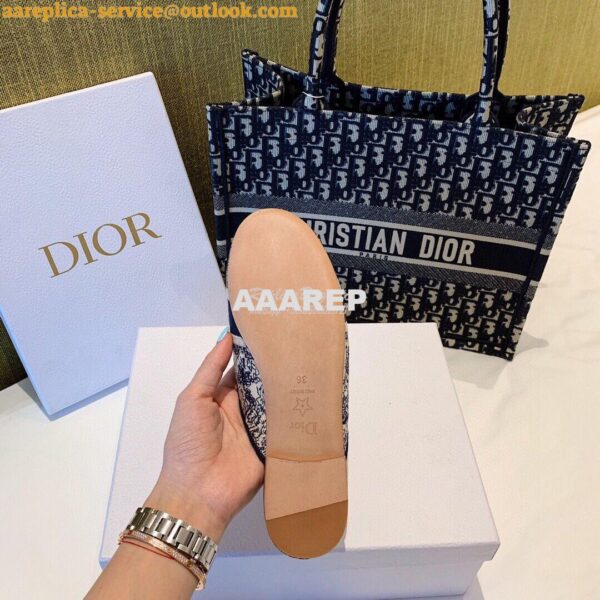 Replica Dior Off Dior Mule Blue Ecru Embroidered with Toile de Jouy Mo 12