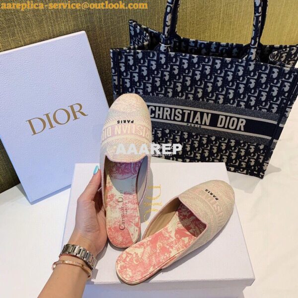 Replica Dior Off Dior Mule Pink Ecru Embroidered with Toile de Jouy Mo 6