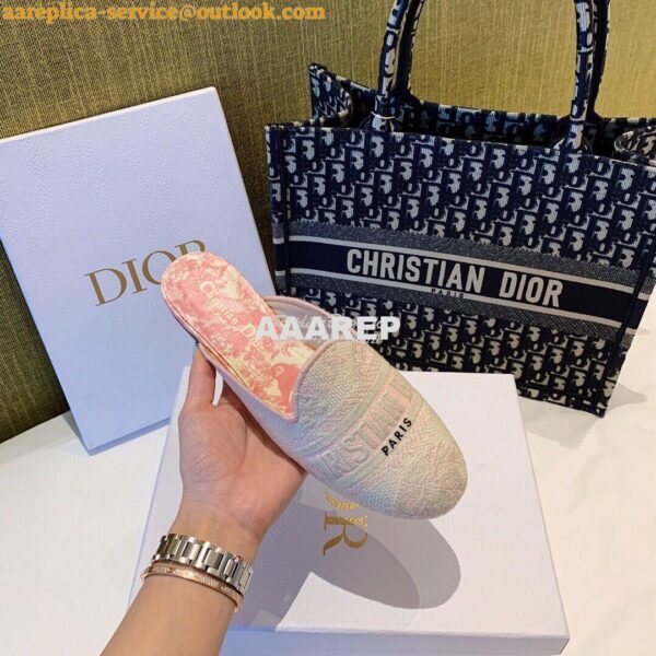 Replica Dior Off Dior Mule Pink Ecru Embroidered with Toile de Jouy Mo 7