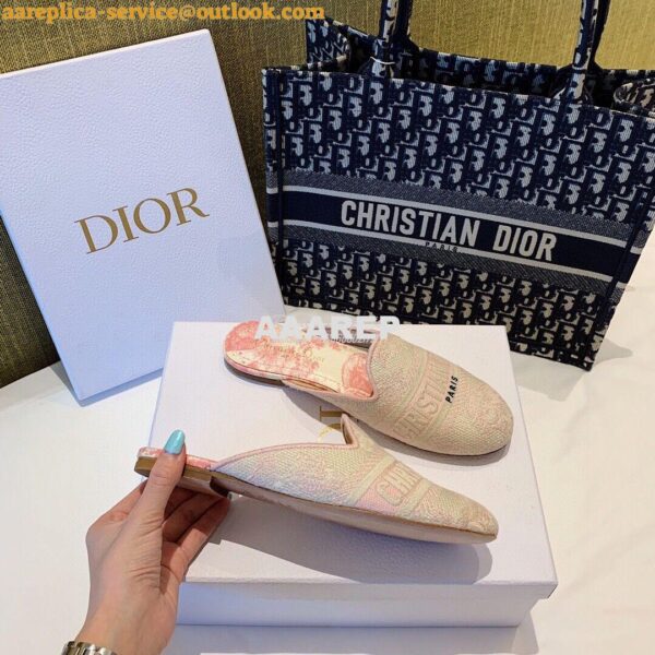 Replica Dior Off Dior Mule Pink Ecru Embroidered with Toile de Jouy Mo 8