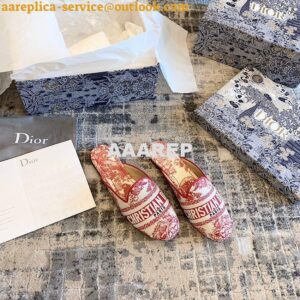 Replica Dior Off Dior Mule Red Ecru Embroidered with Toile de Jouy Mot 2