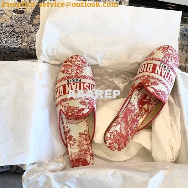 Replica Dior Off Dior Mule Red Ecru Embroidered with Toile de Jouy Mot 5