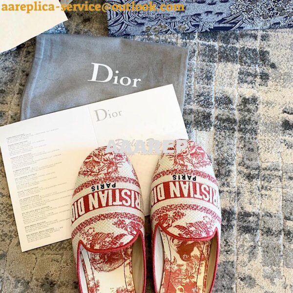 Replica Dior Off Dior Mule Red Ecru Embroidered with Toile de Jouy Mot 6