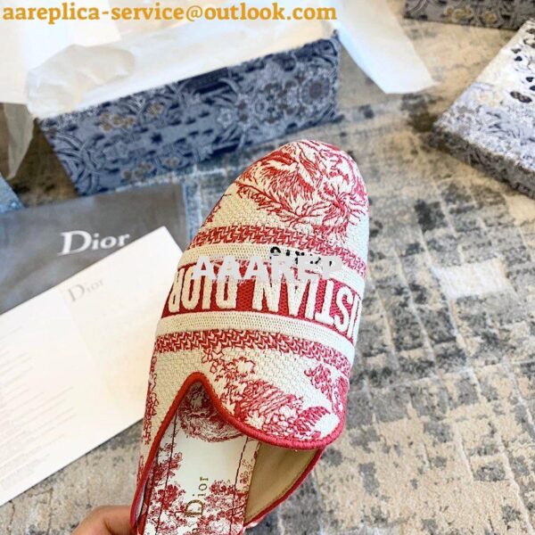 Replica Dior Off Dior Mule Red Ecru Embroidered with Toile de Jouy Mot 7