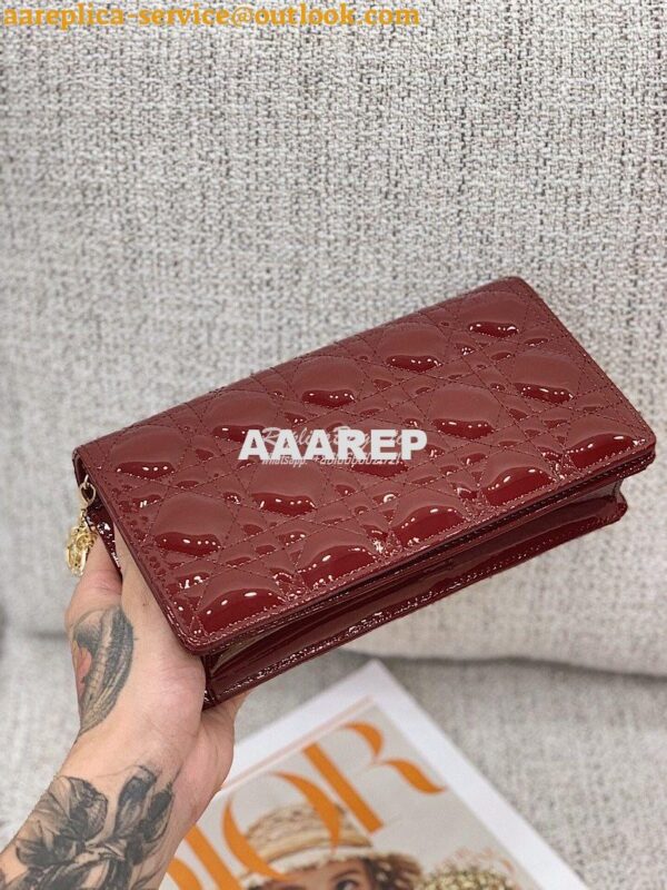 Replica Lady Dior Clutch With Chain in Patent Calfskin S0204 Claret Re 6