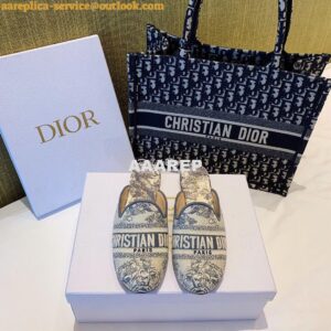 Replica Dior Off Dior Mule StoneGrey Ecru Embroidered with Toile de Jo