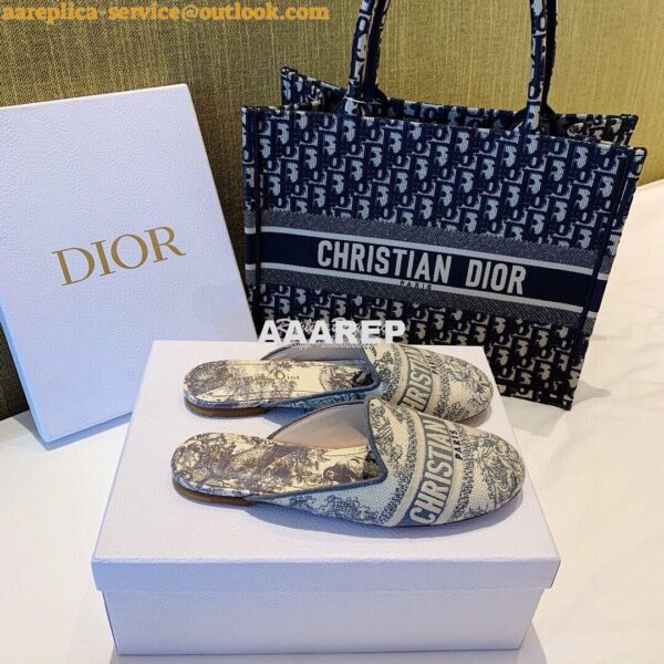 Replica Dior Off Dior Mule StoneGrey Ecru Embroidered with Toile de Jo 5