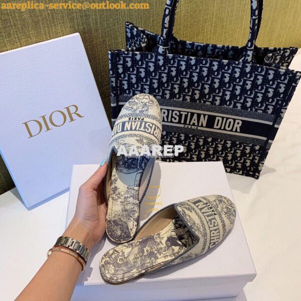 Replica Dior Off Dior Mule StoneGrey Ecru Embroidered with Toile de Jo 6