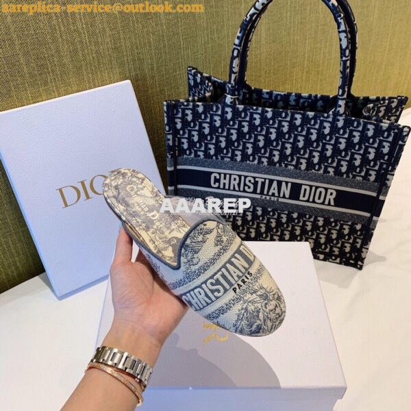 Replica Dior Off Dior Mule StoneGrey Ecru Embroidered with Toile de Jo 7