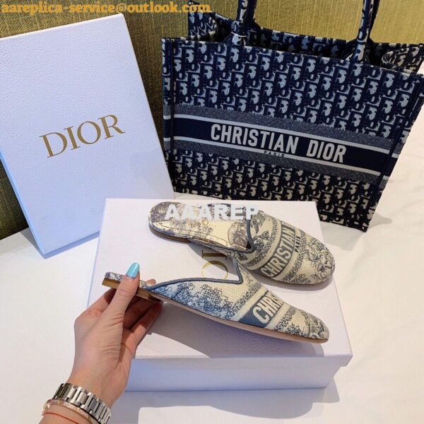 Replica Dior Off Dior Mule StoneGrey Ecru Embroidered with Toile de Jo 9