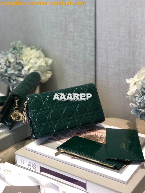 Replica Lady Dior Clutch With Chain in Patent Calfskin S0204 Green 5