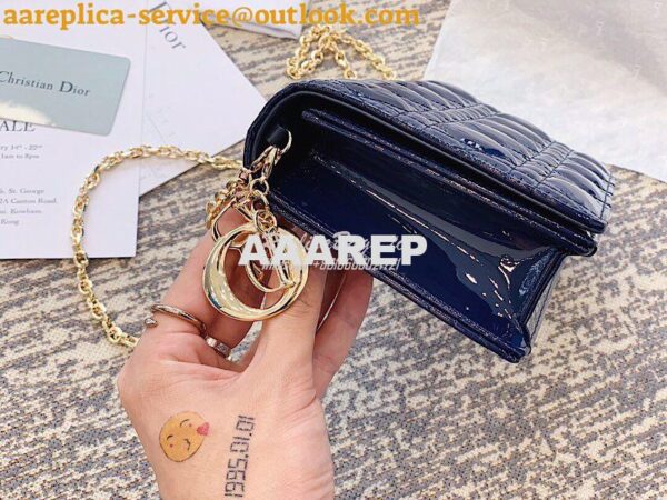 Replica Lady Dior Clutch With Chain in Patent Calfskin S0204 Indigo Bl 6