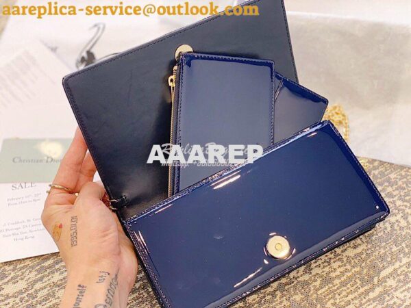 Replica Lady Dior Clutch With Chain in Patent Calfskin S0204 Indigo Bl 9