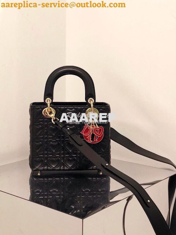 Replica Lady Dior Dioramour My ABCdior Bag Black Cannage Lambskin with 3