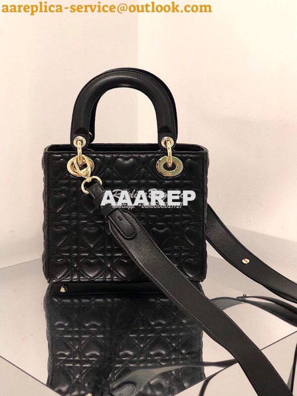 Replica Lady Dior Dioramour My ABCdior Bag Black Cannage Lambskin with 7