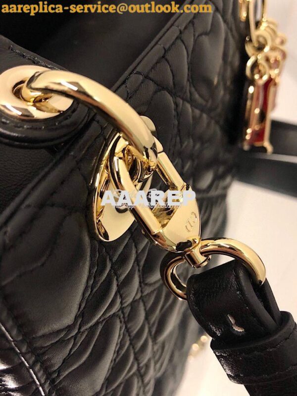 Replica Lady Dior Dioramour My ABCdior Bag Black Cannage Lambskin with 9