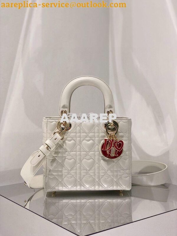 Replica Lady Dior Dioramour My ABCdior Bag Latte Cannage Lambskin with 3