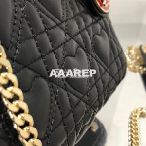 Replica Lady Dior Mini Dioramour Bag Black Cannage Lambskin with Heart 2