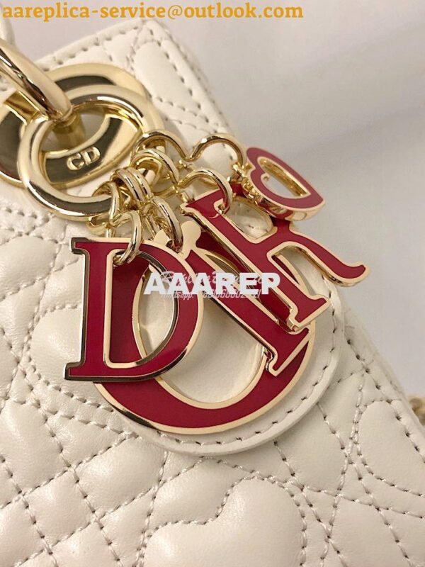 Replica Lady Dior Mini Dioramour Bag Latte Cannage Lambskin with Heart 5