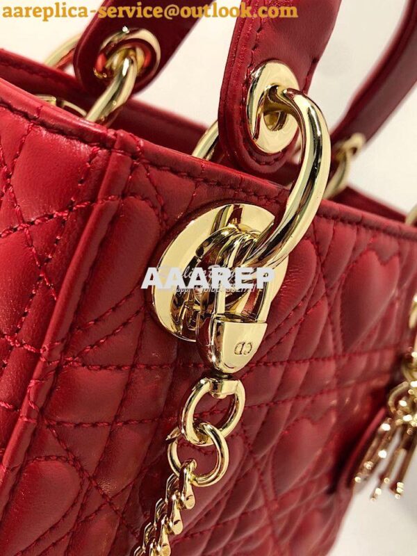 Replica Lady Dior Mini Dioramour Bag Red Cannage Lambskin with Heart M 6