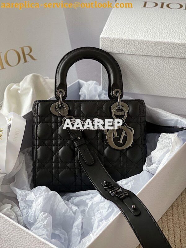 Replica Lady Dior My ABCdior Bag All Black Cannage Lambskin M0538 3