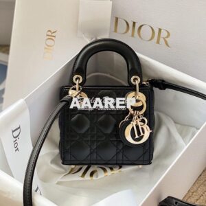 Replica Micro Lady Dior Bag Black Cannage Lambskin S0856 2