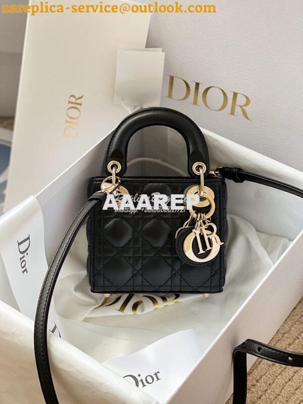 Replica Micro Lady Dior Bag Black Cannage Lambskin S0856 2