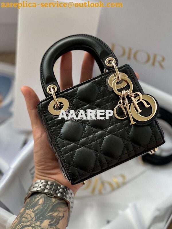 Replica Micro Lady Dior Bag Black Cannage Lambskin S0856 3