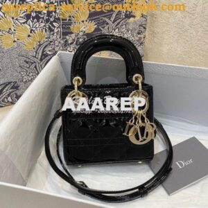 Replica Micro Lady Dior Bag Black Patent Cannage Calfskin S0856